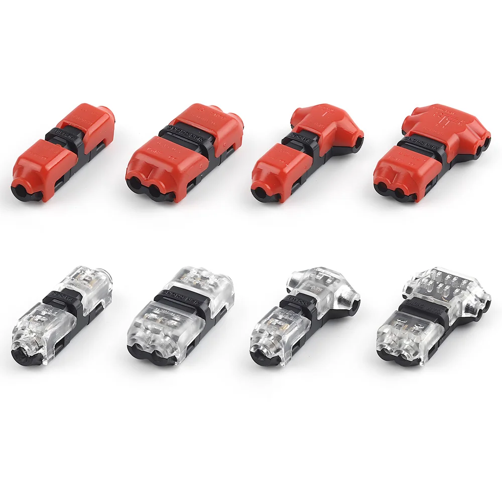10 Pack H/T Type Wire Connectors Nylon Insulated Copper Quick Connect Terminal Blocks Suitable for Led Light Low-Voltage Cables