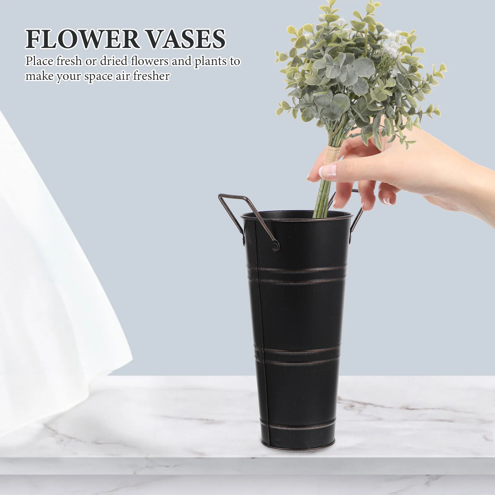 Tin Flower Pot Containers Bucket Pots Umbrella Storage Galvanized Vase for Flowers Vintage Jugs Vases