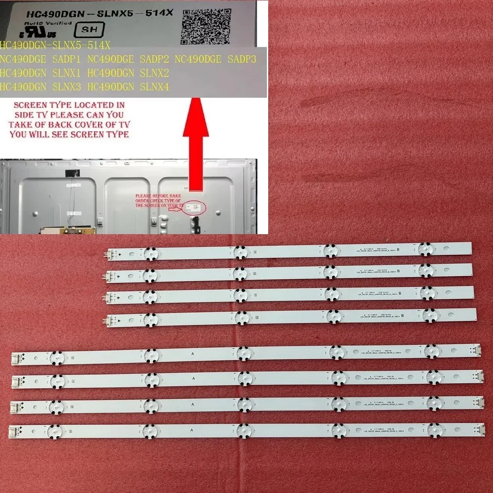 Tira de LED para TV 49UH620V 49TV61CH 49LF5500 49UF6400 49UF6407 49UF640V 49UH610A 49UH6100 49UH610V 49UH6107 HC490DGN-SLNX5-514X