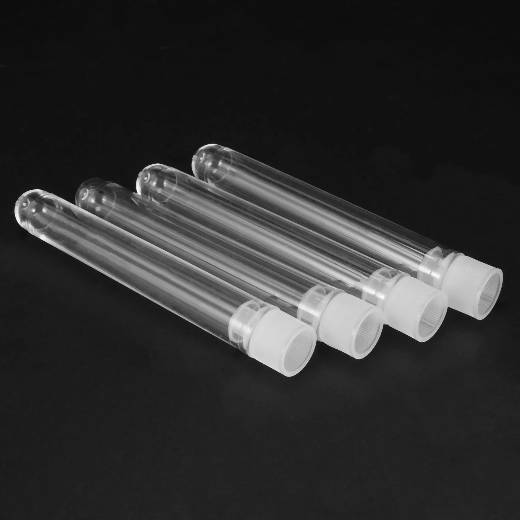 200Pcs Clear Plastic Test Tubes With White Screw Caps Sample Containers Bottles Push Caps 12X75mm