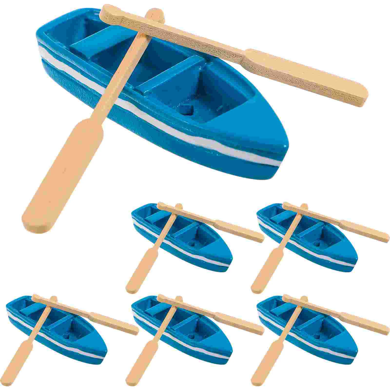 6 Set Resin Model Ship Miniature Micro Landscape Ornament Toy Room Wooden Boat Toddler Paddles