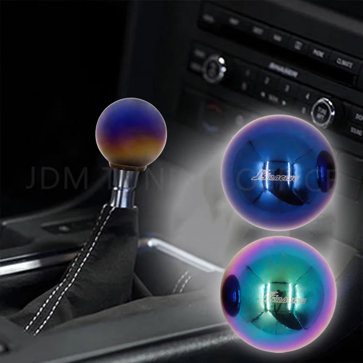 Heavy Weighted Round Ball Polish Neo Chrome Burnt Blue Jsracing Gear Shifter Lever Shift Knob Stainless Steel M8/M10/M12