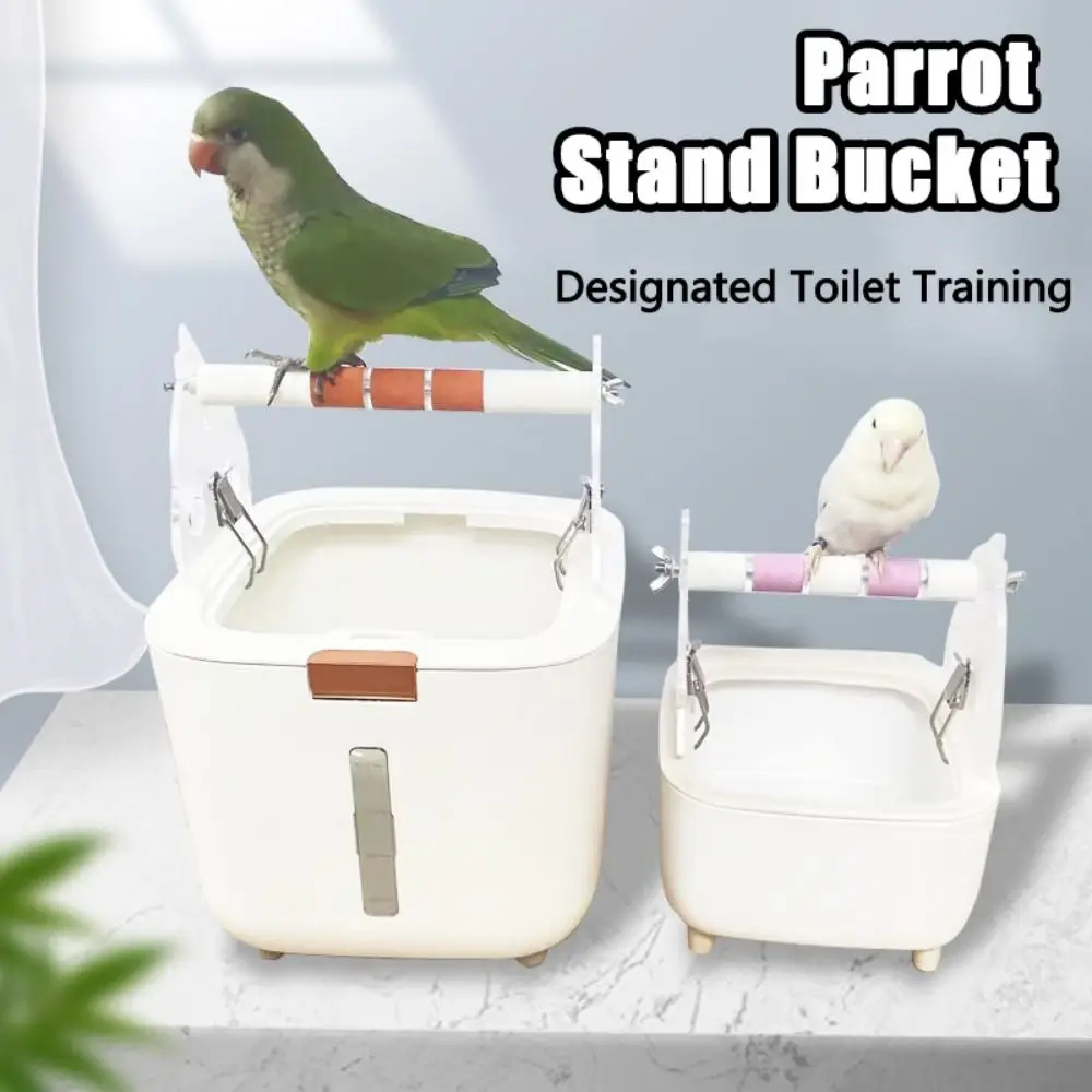 

Creative Parrot Toilet Stand Acrylic Sturdy Parrot Tabletop Training Stand 2 Size Easy To Install Parrot Stand Bucket