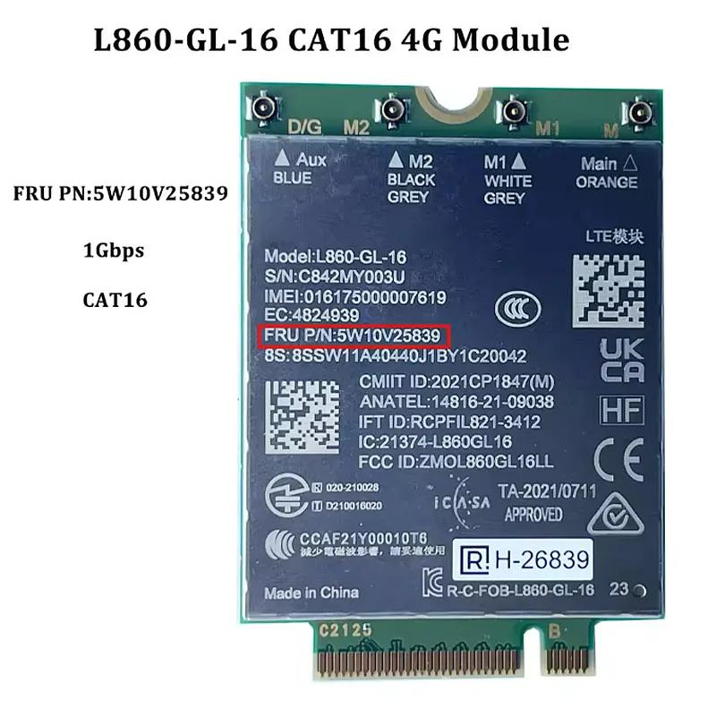 L860-GL-16 FRU 5W10V25839 LTE Cat16 M.2 Module XMM 7560R+ L860-GL WWAN Card For X1 Carbon 10th Laptop