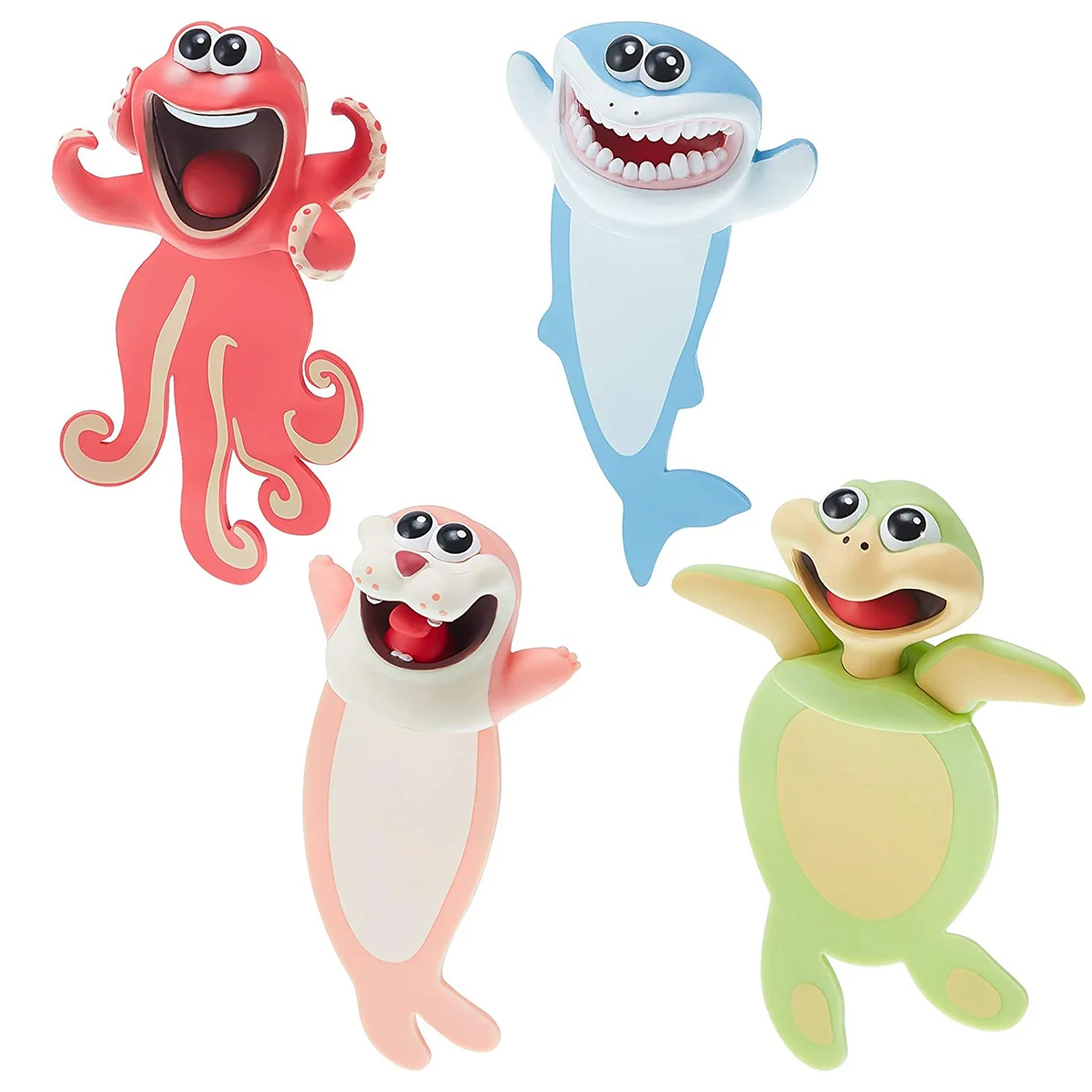 4 Pcs Funny Wacky Bookmark More Fun Reading 3D Stereo Cartoon Lovely Ocean Animal Bookmark Reading Gift for Kids/Adults