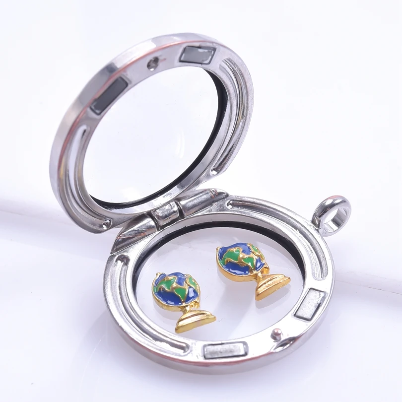 20Pcs Alloy Globe Floating Locket Charms For Memory  Relicario Necklaces Jewelry Making Wholesale