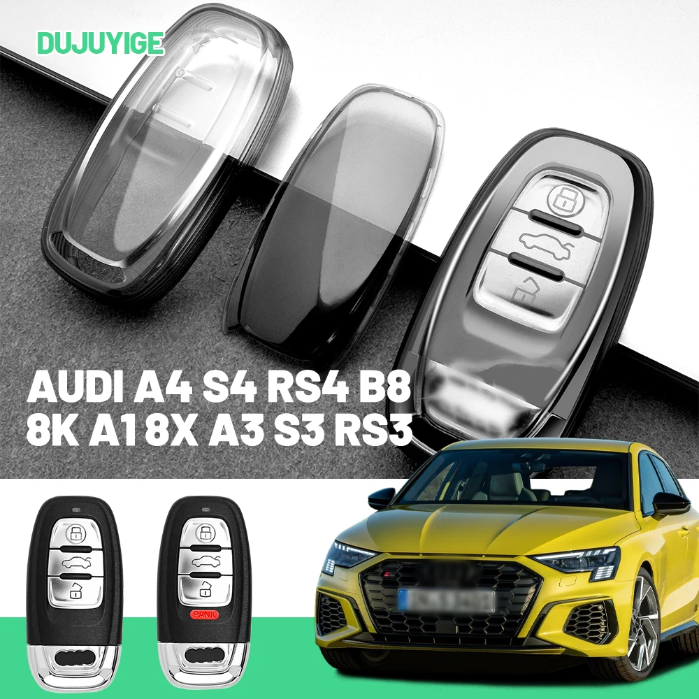 Clear TPU Car Key Case For Audi A4 S4 RS4 B8 8K A1 8X A3 S3 RS3 8V R8 4S Key Fob Cover Protector Shell Auto Accessories