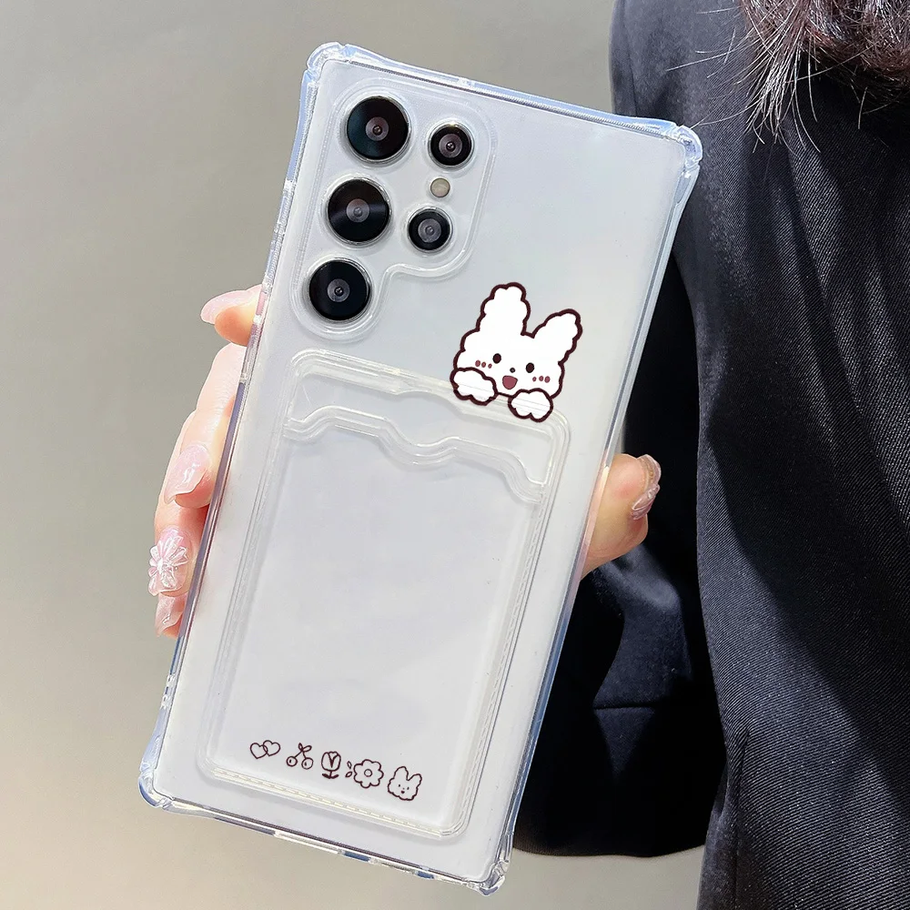 Titular do cartão caso de telefone para samsung galaxy a56 5g s25 ultra a55 a54 a53 s24 fe s23 s22 plus a52 slot para cartão capa de silicone funda