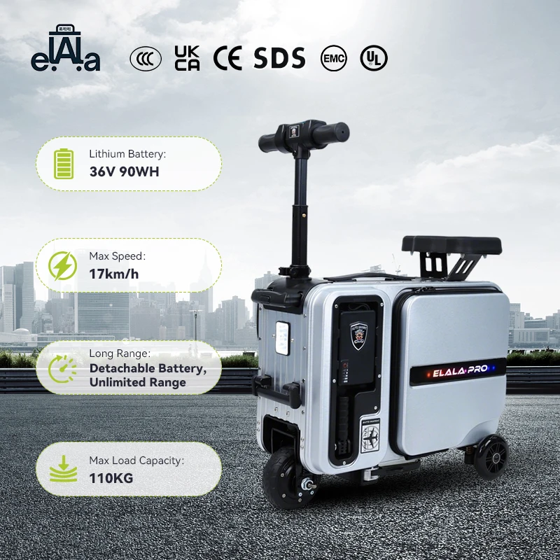 

ELALA Bestselling 32L Fashionable Electric Luggage Two-person Riding Smart Luggage Scooter With Storage For Family Vacation