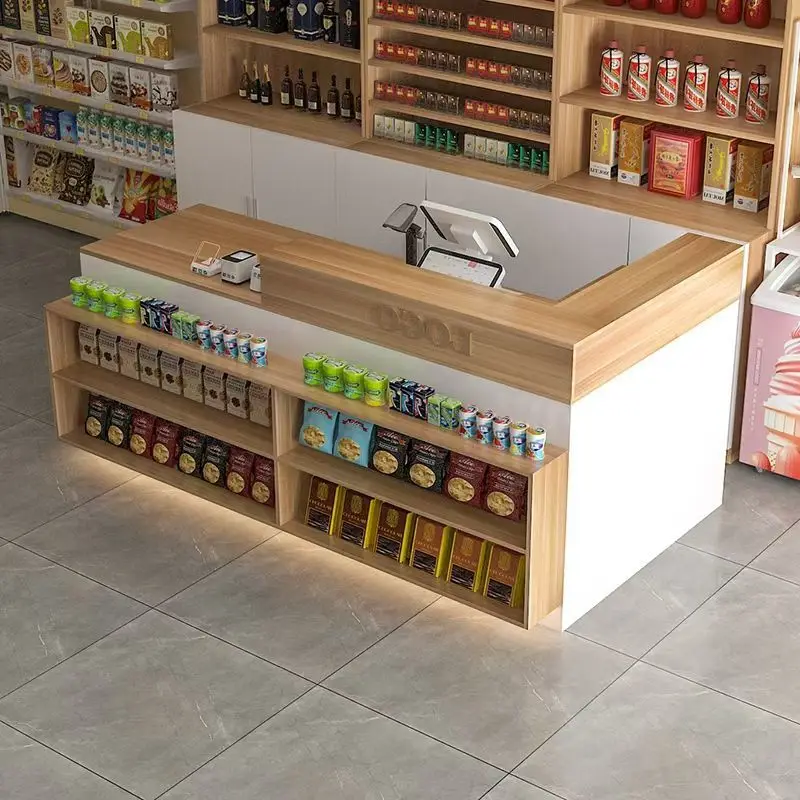 Custom Bar Counter Table Supermarket Cashier Counter Commercial Dining Multi-layer Storage Shop Small Counter Front Desk Conveni