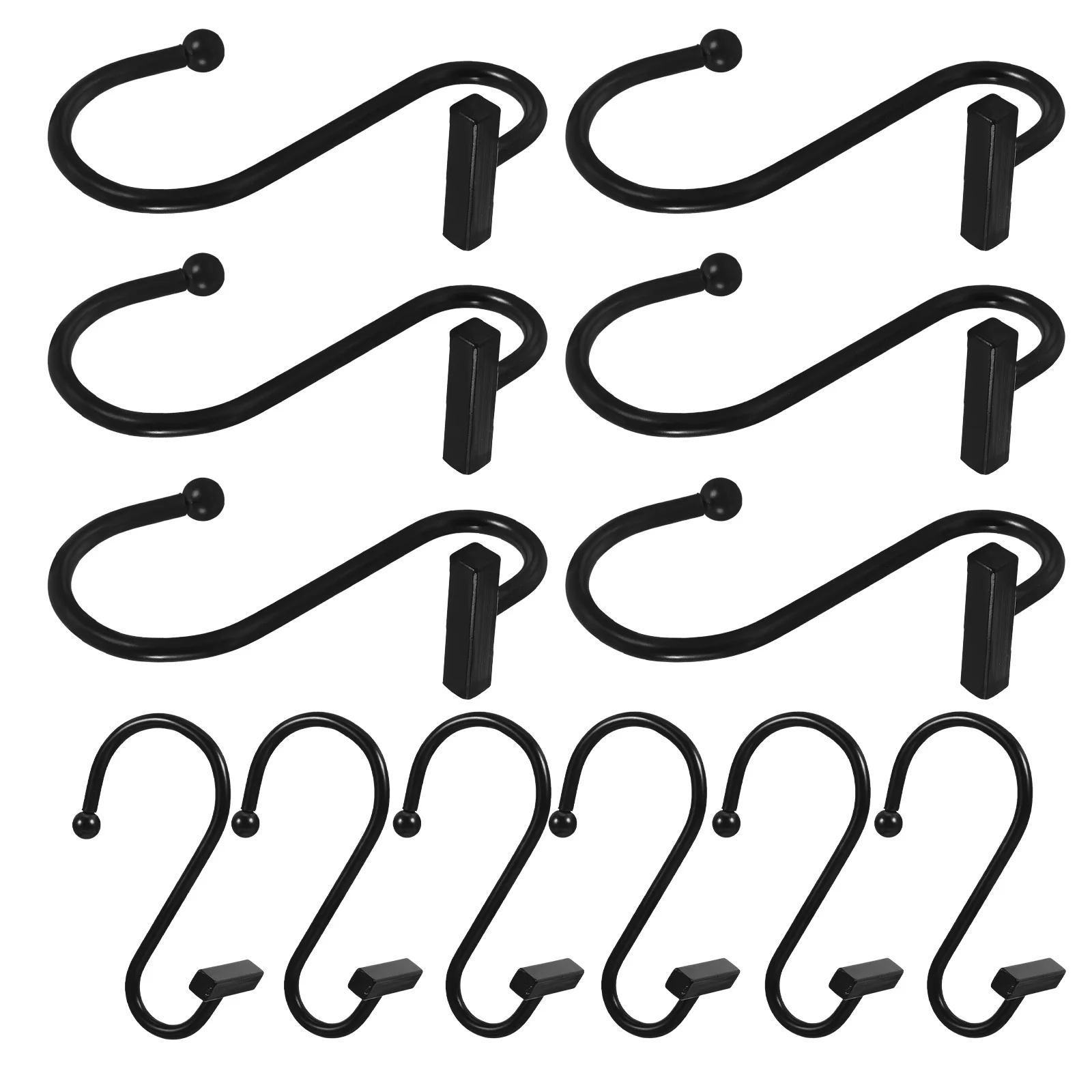 

12 Pcs Curtain Hooks Bathroom Decorative Shower Drapery Track Hanger Metal Black Household