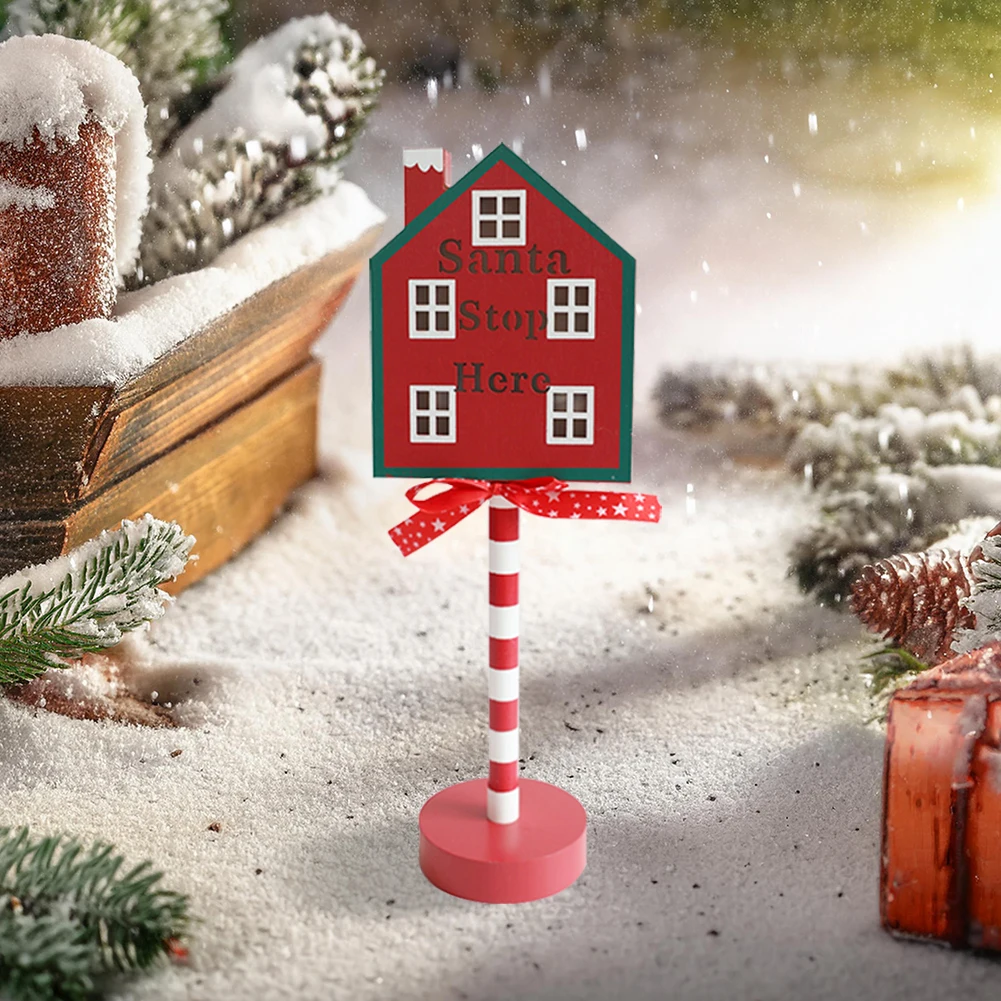 Santa หยุดที่นี่ป้าย LED Light Yard Sign ตกแต่ง Warm Light Xmas ตกแต่งตาราง Light Up เดสก์ท็อปเครื่องประดับสําหรับ Xmas Party