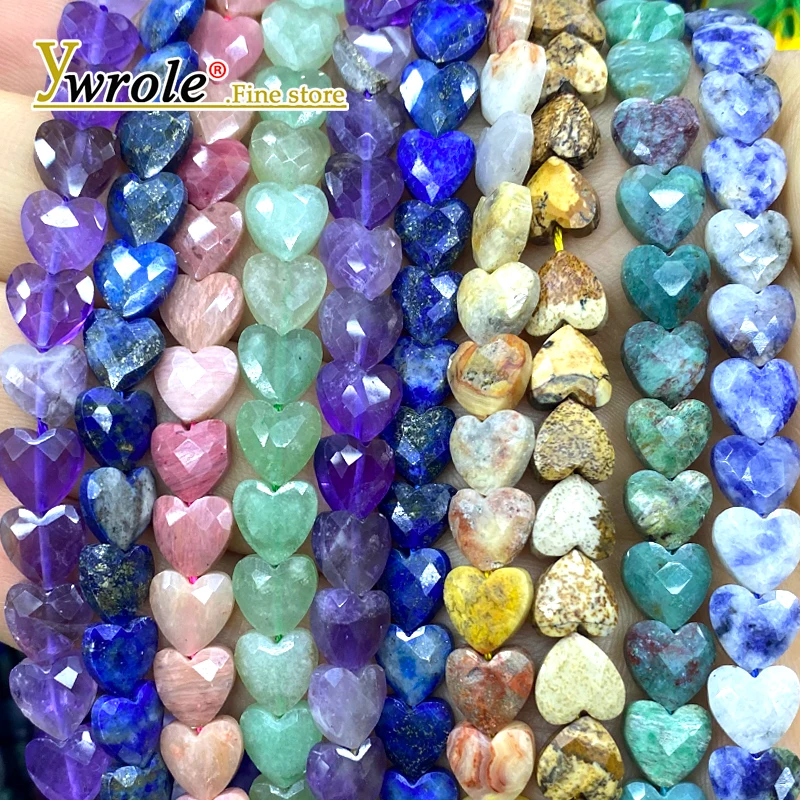 Faceted Love Heart 8MM Agate Rhodochrosite Quartz Natural Stone Loose Space Beads for Jewelry Making Diy Bracelet Accessories