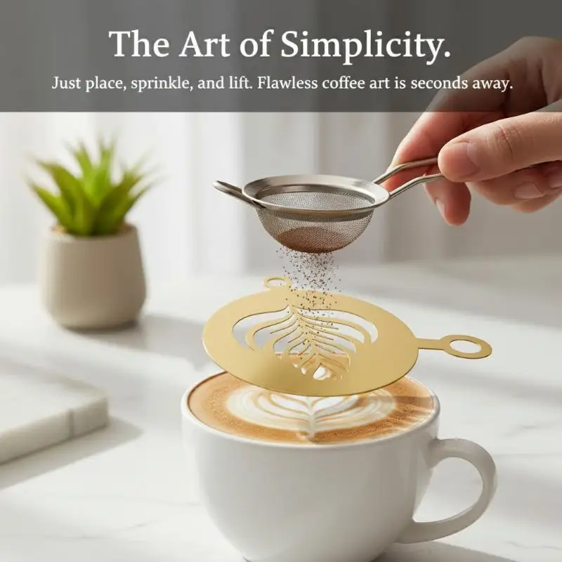 

4Pcs Stainless Steel Coffee Stencil Set - Latte Art Stencils for Coffee Decoration Baking Cake Cookie Spray Paint