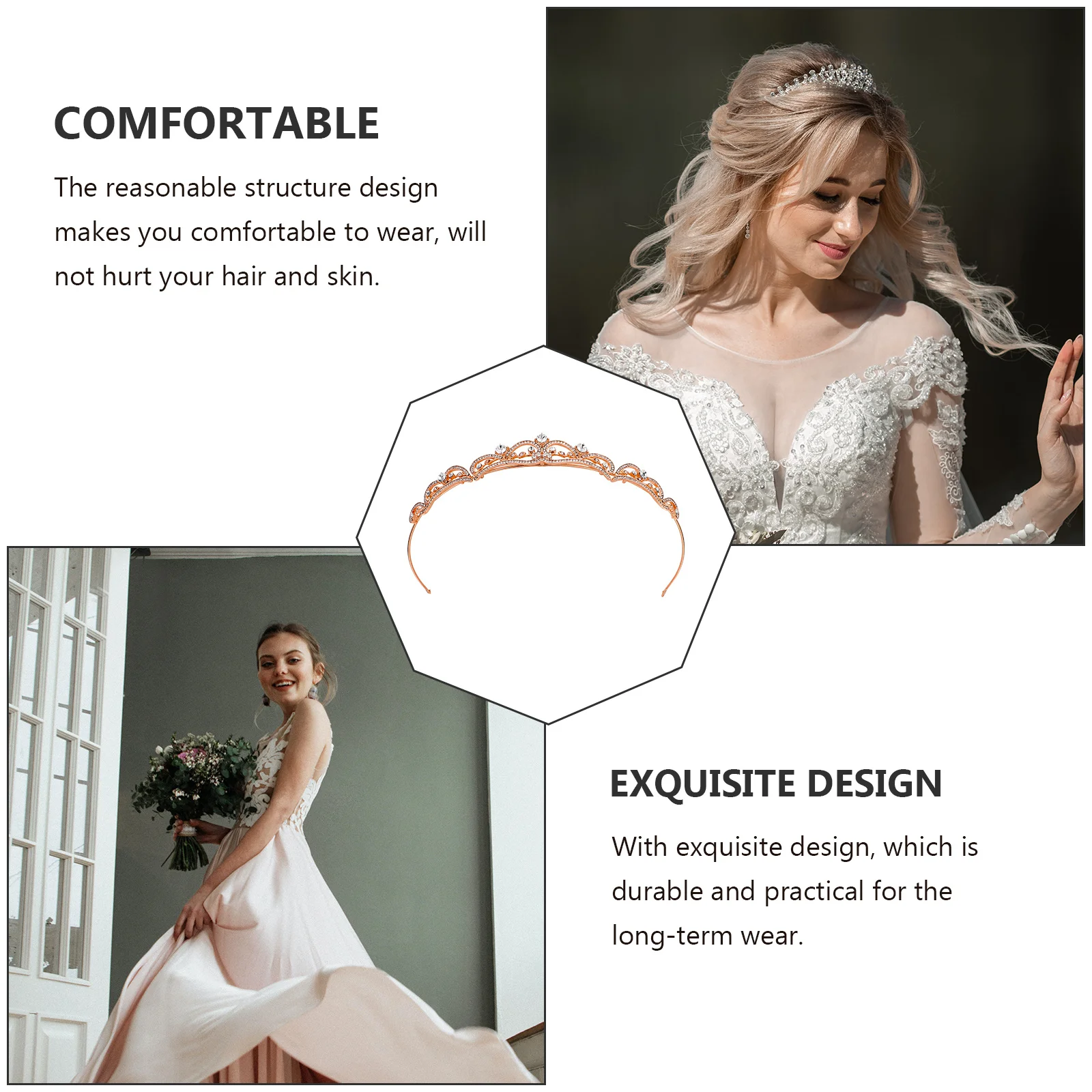 

Baroque Style Wedding Bride Crown Elegant Tiara Wedding Dress Headdress Banquet Birthday Hair Accessory Bride Crown