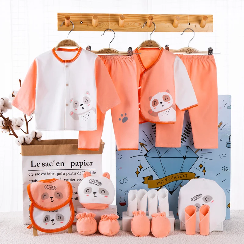 18piece/set Newborn Baby Clothes For Girls Boys Pants Sets Cotton Spring Autumn Soft Infant Boy Clothing New born Print Hat Bibs