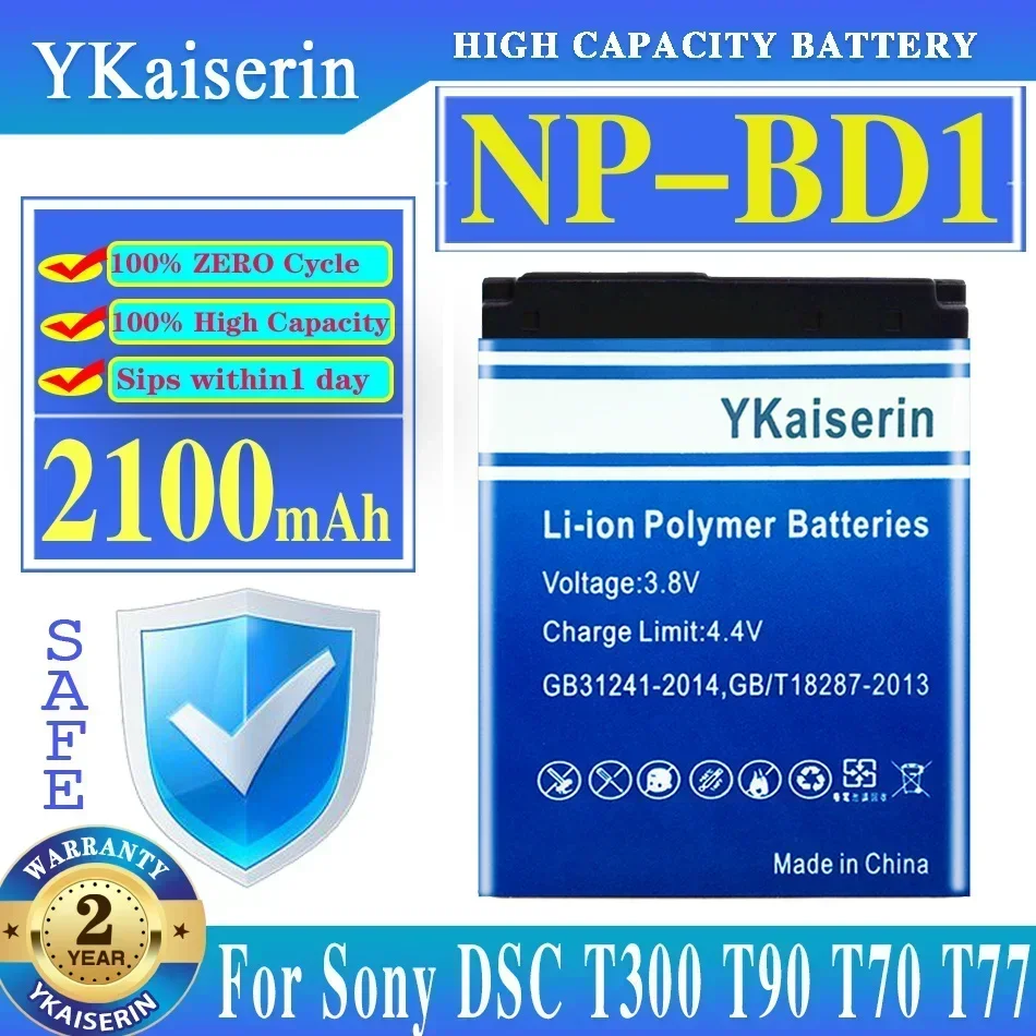 YKaiserin 2100mAh Battery NP-BD1 for Sony Cyber-shot DSC-G3 DSC-T2 DSC-T70 DSC-T75 DSC-T77 DSC-T90 DSC-T200 DSC-T300 DSC-T500