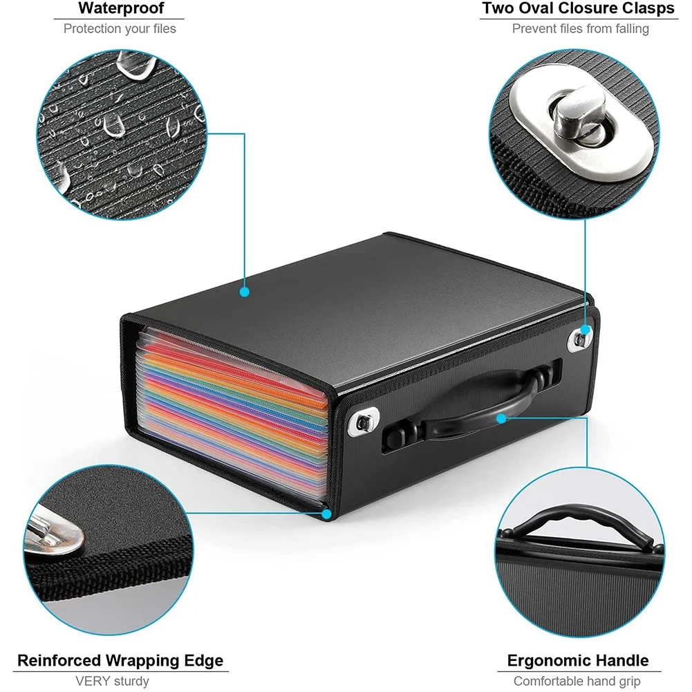 SPOR 24 Pockets Expanding File Folder Accordian File Organizer,Plastic Paper Document Receipt Organizer for Business, Office