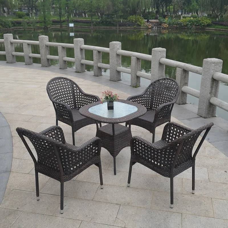 %k Outdoor Rattan Wicker Patio Furniture 4 Seater Garden Dining Table Chair Sets Sale