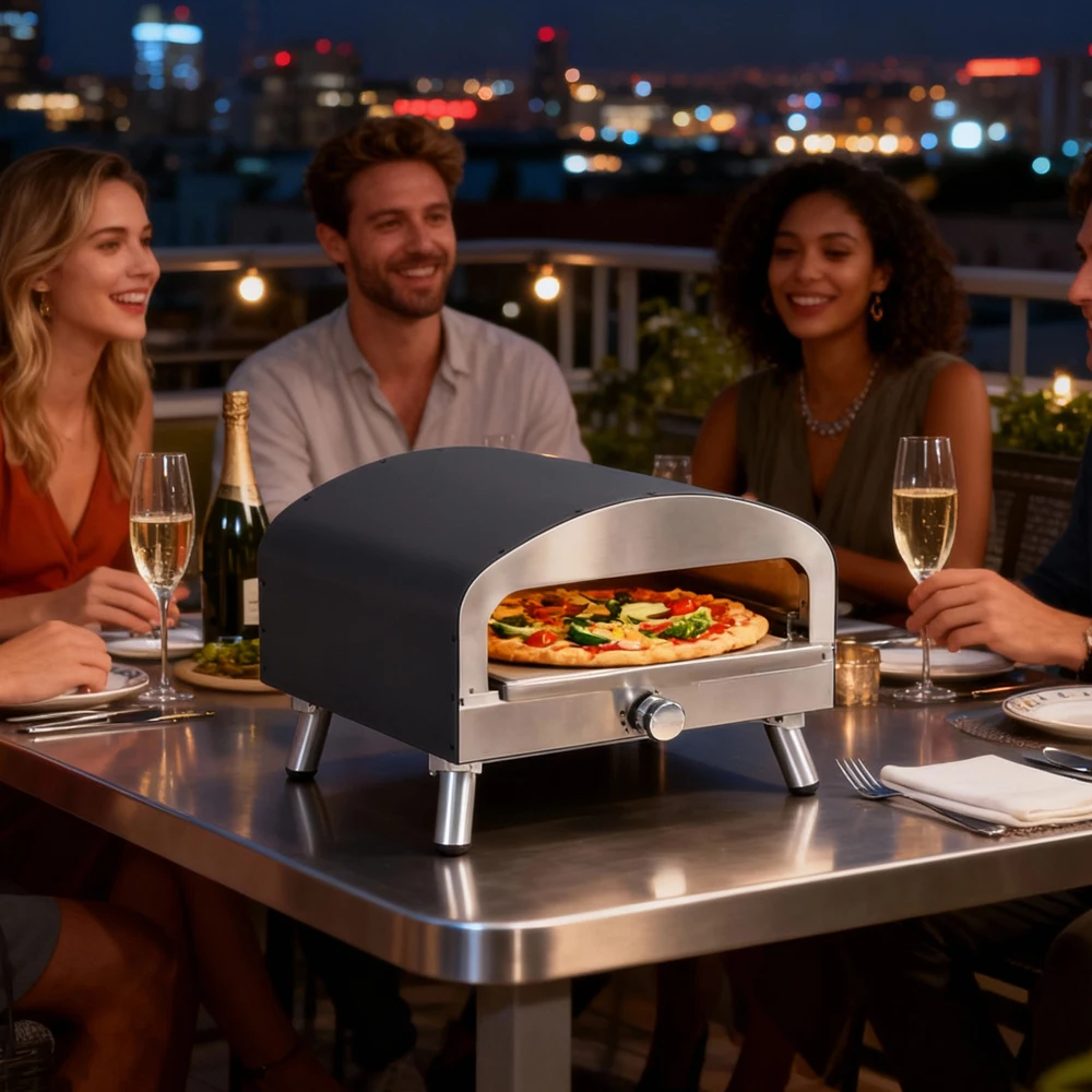 Household Portable Mini  Pizza Oven Stainless Steel Foldable Legs Customizable Environmentally Friendly Durable Compact