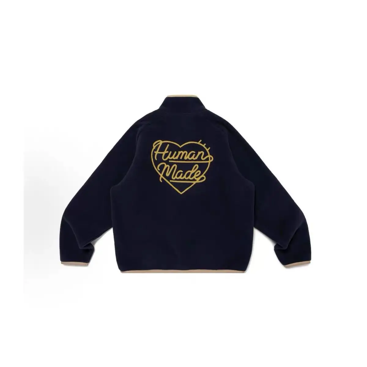 HUMAN MADE Fleece Half Zip Pullover Heart Embroidery Oversized Unisex Korean