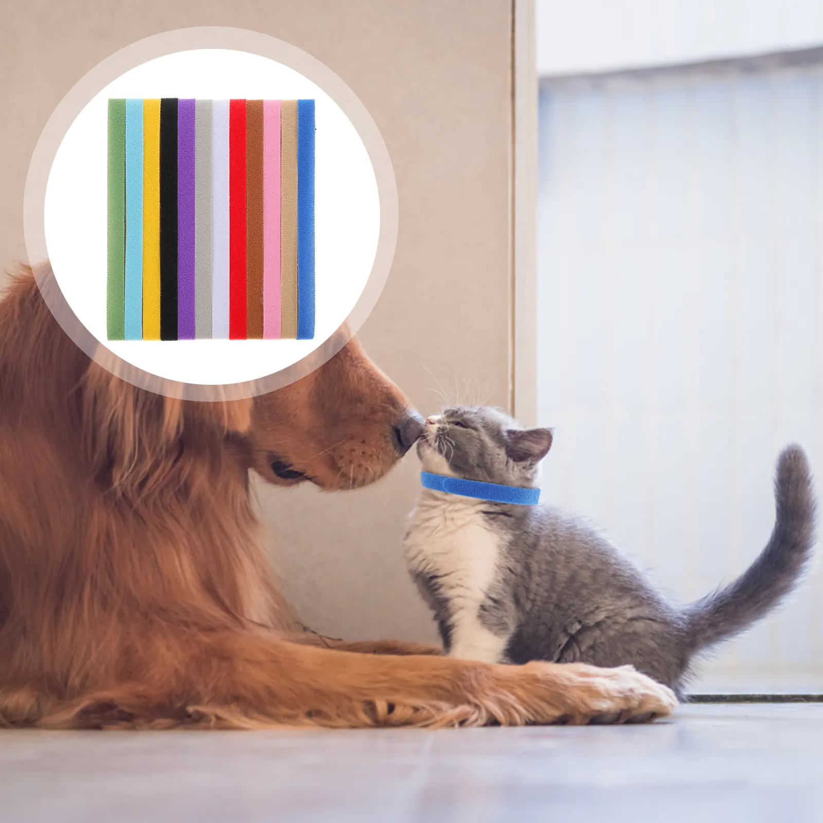12Pcs Color Coded Adjustable Pet Id Collars Nylon PP 35cmx10mm for Newborn Puppies Kittens Whelping Litter Management Selection
