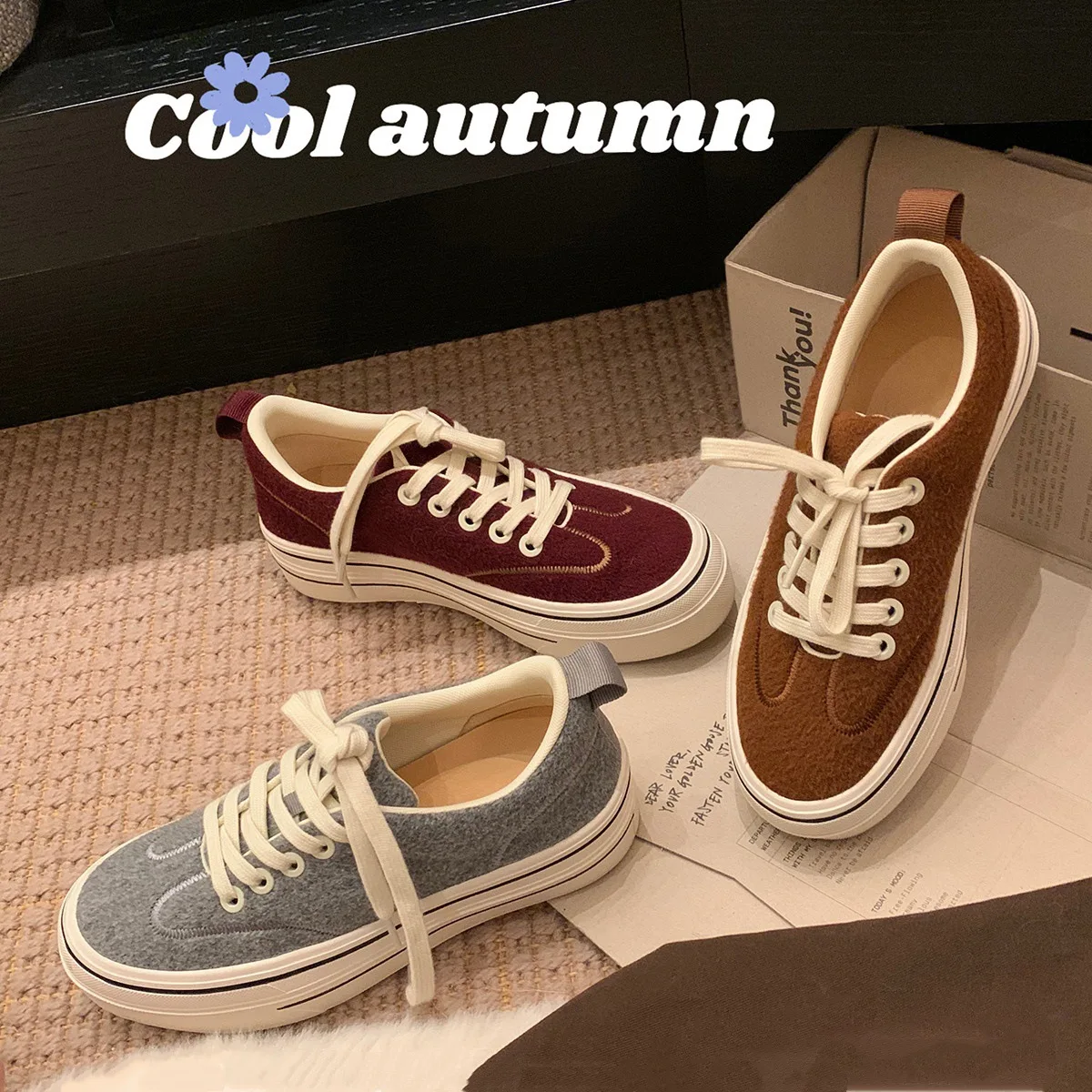 

Женские кроссовки на высокой платформе со шнуровкой и круглой головкой, теплая осенне-зимняя универсальная удобная повседневная обувь на толстой флисовой подкладке