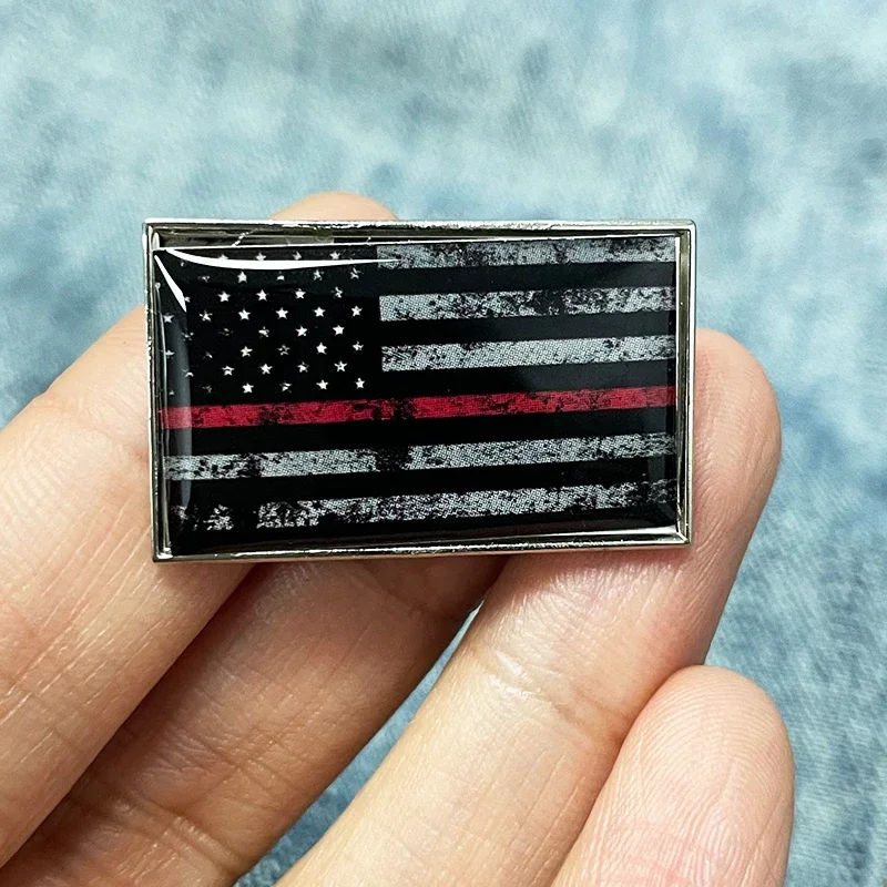 Firefighter Thin Red Line Flags American Flag Enamel Pin  Fire Rescue First Responder Badge Jewelry