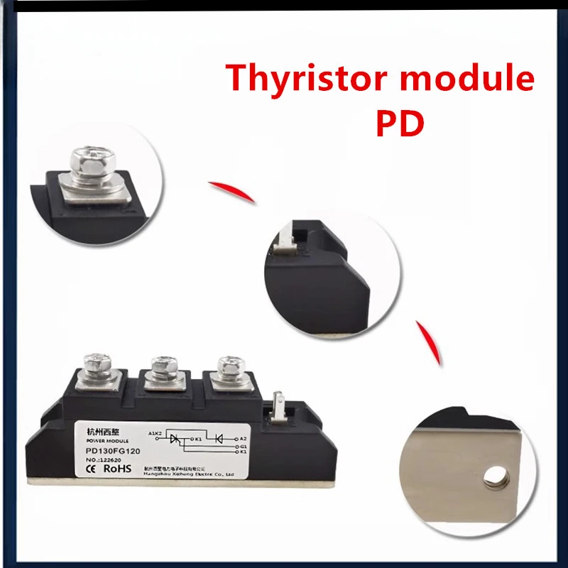 Tech-Module Thyristor PD, PD25FG120, PD40FG120, 25A, 40A, 55A, 70A, 90A, 110A, 130A, 160A, 200A, 1200V, 1600V