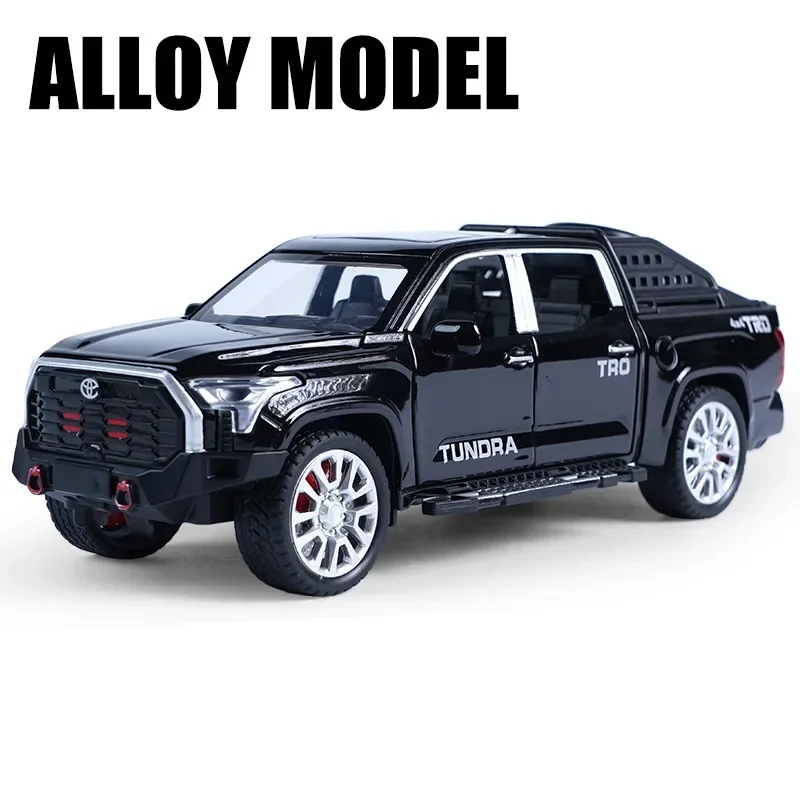 

1/32 Tundra, модель пикапа из сплава, литая под давлением и игрушка, металлические внедорожники, модель автомобиля, имитация звука и света, детская игрушка в подарок