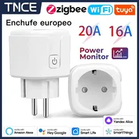 TNCE Tuya WiFi Zigbee Smart EU Plug 16A 20A With Timing Function Power Monitor,APP Voice Control,Works With Alexa Google Home