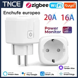 TNCE Tuya WiFi Zigbee Smart EU Plug 16A 20A con funzione di temporizzazione Monitor di alimentazione, controllo vocale APP, funziona con Alexa Google Home