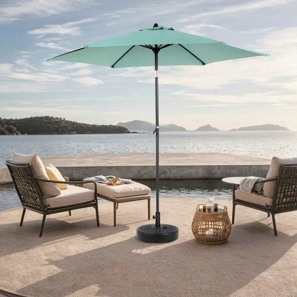 

Outdoor Patio Umbrella Outdoor Table Umbrella With Push Button Tilt And Crank, Market Umbrella 6 Sturdy Ribs , Deck, Backyard,