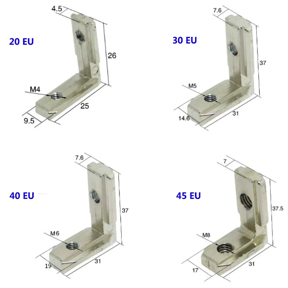 10PCS T Slot L-Shape Aluminum Profile Interior Corner Connector Joint Bracket for 2020 3030 4040 4545 EU Alu-profile with Screws view 6