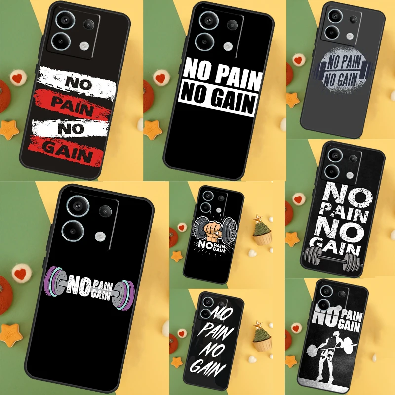  No Pain No Gain Gym Case For Xiaomi Redmi Note 9 10 11 12 13 Pro Plus 12S 11S 10S 9S Remdi 12 13 C 9C 10C Cover