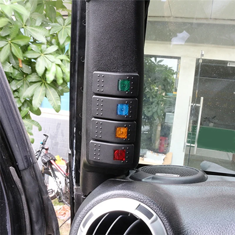 

A Pillar Switch Panel Kit With 4 LED Boat Rocker Switch For Jeep Wrangler JK JKU 2011-2017 Left-Hand Drive