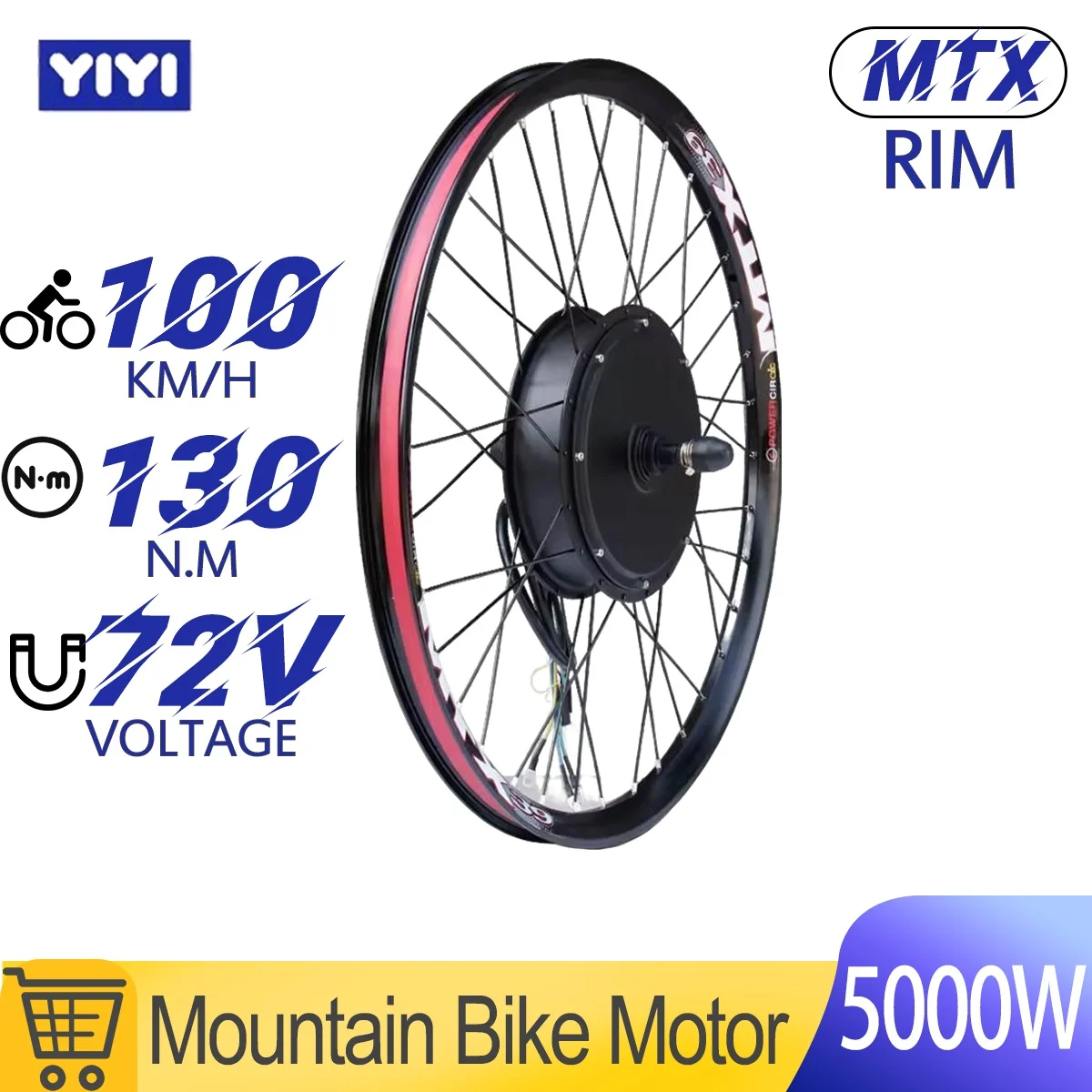 

New MTX39 72V 5000W EBike Motor Wheel 105KM/H Rear Rotate Brushless Hub Motor Dropout 150mm Mountain Bike Parts High Quality