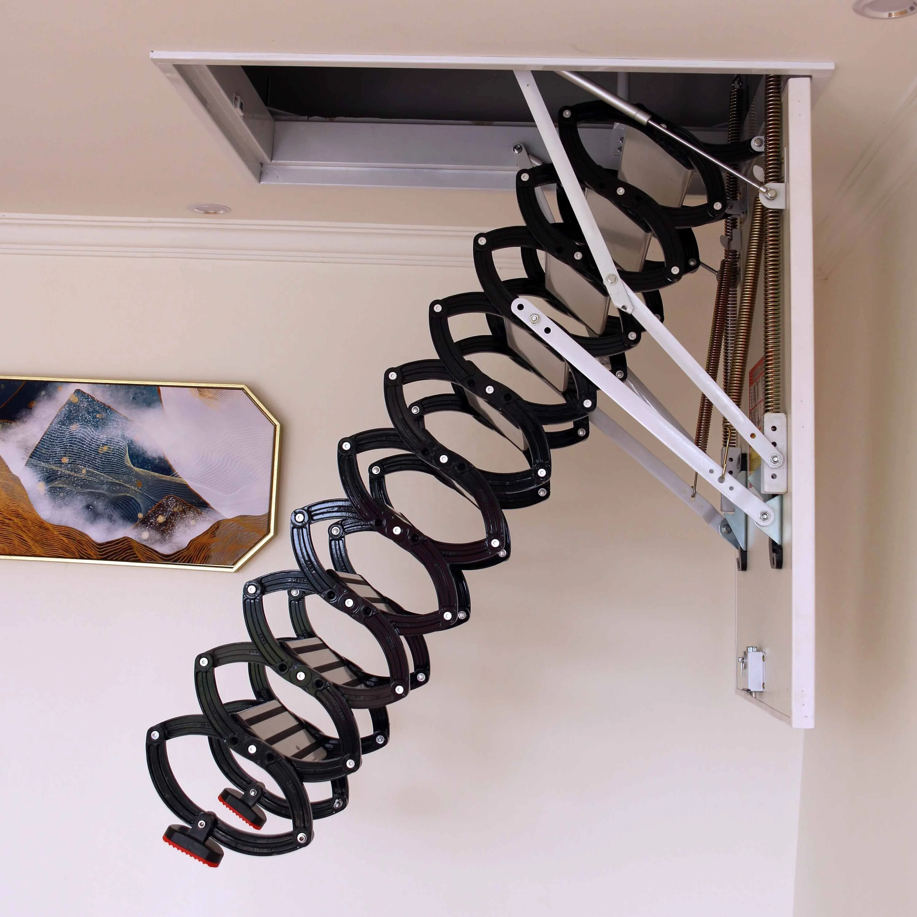 Loft Extension Scissor Ladder Attic Hidden Aluminum Alloy Telescopic Stairs Pull Down Single Step Ladder