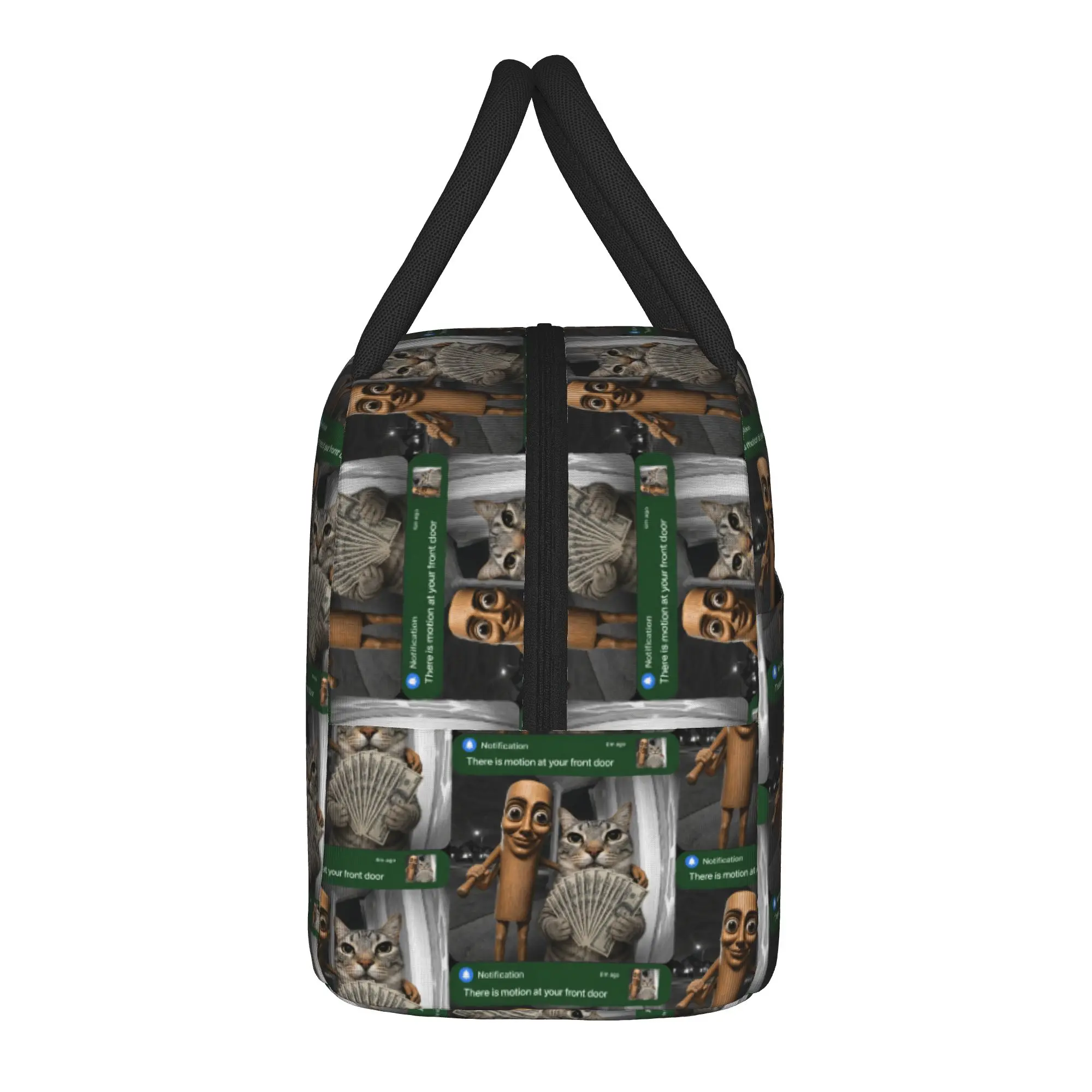 There is Motion at Your Front Door Tung Tung Tung Sahur Cat Lunch Bag For Child Print Lunch Box Casual Outdoor Picnic Cooler Bag