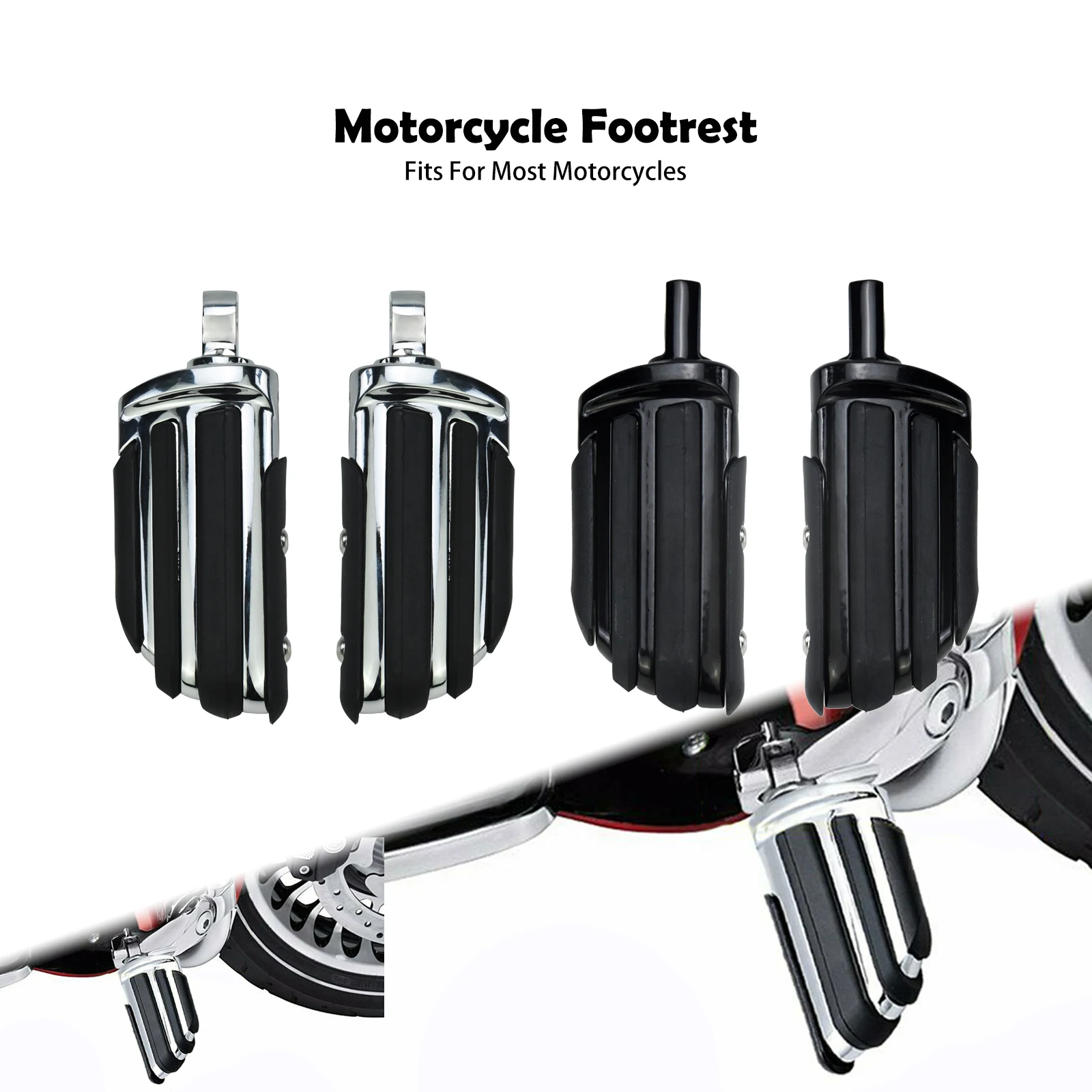 

Universal Motocycle Male Mount Foot Pegs 10mm Highway Footpeg Black/Chrome Footrests For Harley Touring Sportster Dyna Softail