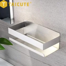 TAICUTE-mir de rangement adhésif en acier inoxydable, sans propositions, porte-shampooing, supports, noir, argent