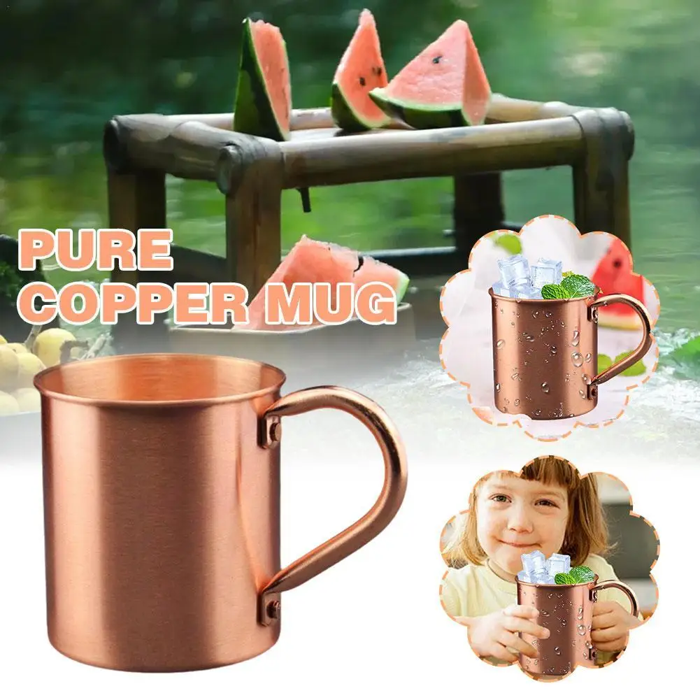 New High-end 420ML Pure Copper Mug Moscow Mule Mug Solid 16 Oz Copper Mugs-Cylinder-Shaped Cocktail Beer Cold Drink Mug Cup