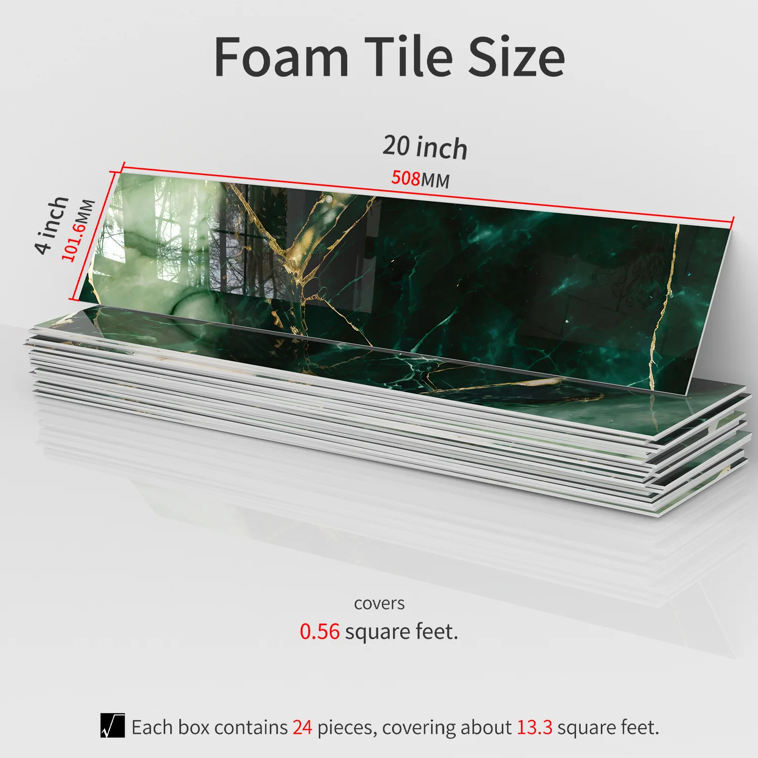20x4inch 24 Pcs Thickened Crystal Marble Foam Wall Stickers - Waterproof Stain-Proof Self-Adhesive for Kitchen Backsplash Living