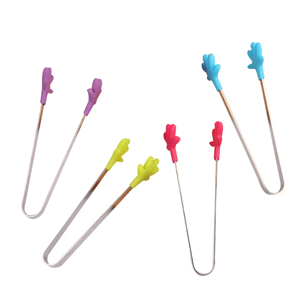 

4Pcs Food Tongs Slip Proof Silicone Covered Stainless Steel Heat Resistant Non-Stick Barbecue Clip Grilling Cooking Use