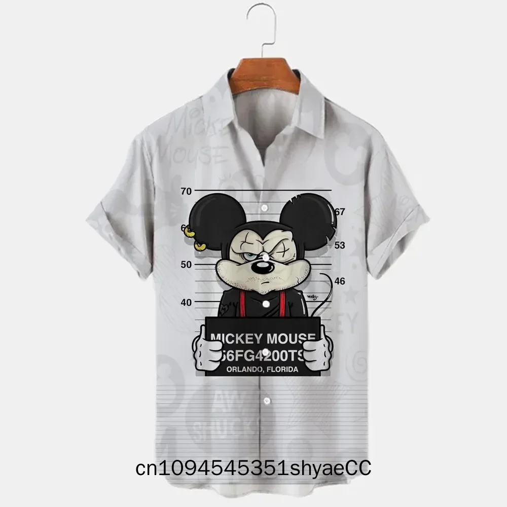 Summer Fashion Mickey Minnie Mouse Shirts Men Women Clothes Temperament Men's Hawaiian Shirt Street Trend Retro Boutique Tops