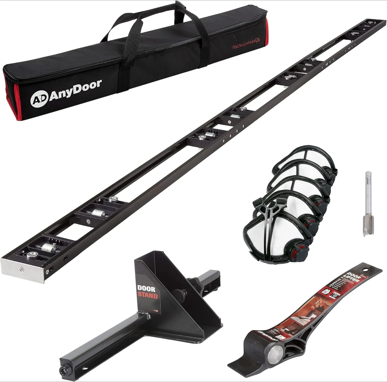 Door Installation Kit, Includes The Trend 9ft AnyDoor Jig, Foot-Operated Door Lifter, Door Stand, Professional Router Bit