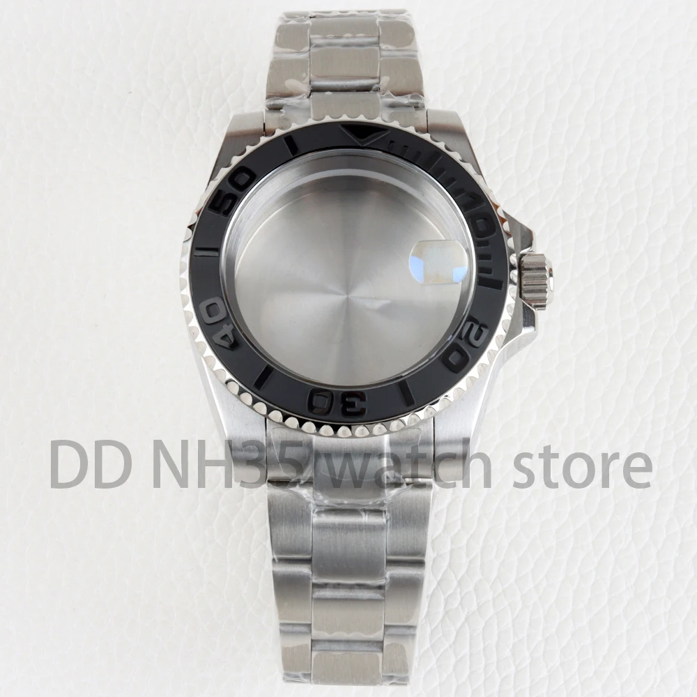 

40mm Watch Case Black Ceramic Bezel for Yacht-master Modification Watch Parts NH35 NH36 Automatic Movement Sapphire 316L Steel