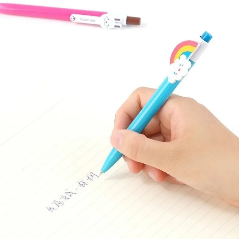 6 Pcs Animal Cartoon Rabbit Frog Monkey Ball Ballpoint Pen School Supplies Creative Writing Cute Stationery Bookmark Clip