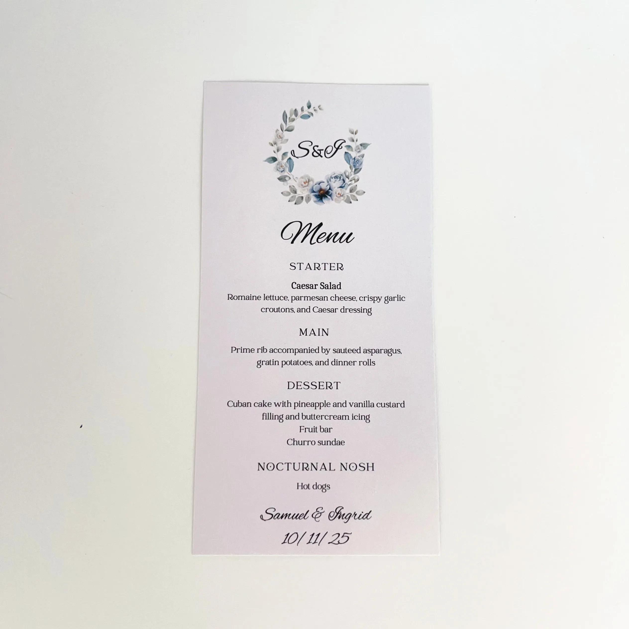 50pcs Paper Menu Card Custom Food Wedding Program Card Sample Table Decor UV Print Party Invitation Card Design