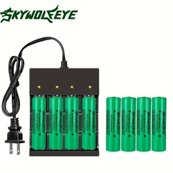 Skywolfeye Rechargeable 4 Bay Li-ion Lithium Battery Charger ​Compatible with 3.7V Li-ion Batteries 18650 18500 18350 26650